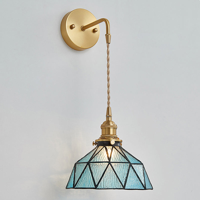 Drum Shape Glass Vanity Sconce Light Modern Style 1-Light Vanity Mirror Lights