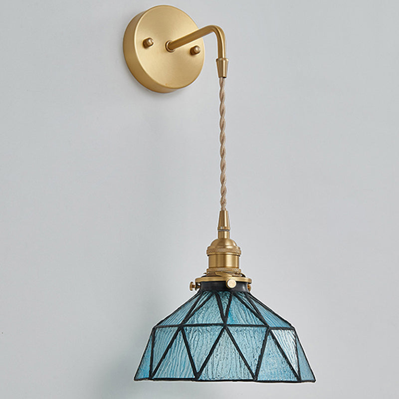 Drum Shape Glass Vanity Sconce Light Modern Style 1-Light Vanity Mirror Lights