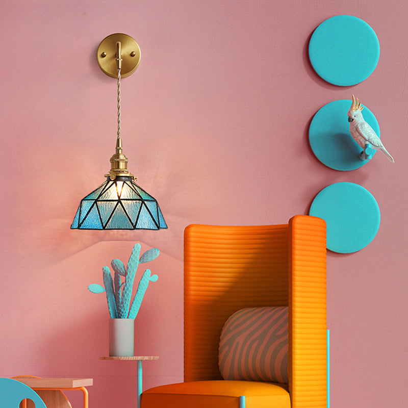 Drum Shape Glass Vanity Sconce Light Modern Style 1-Light Vanity Mirror Lights