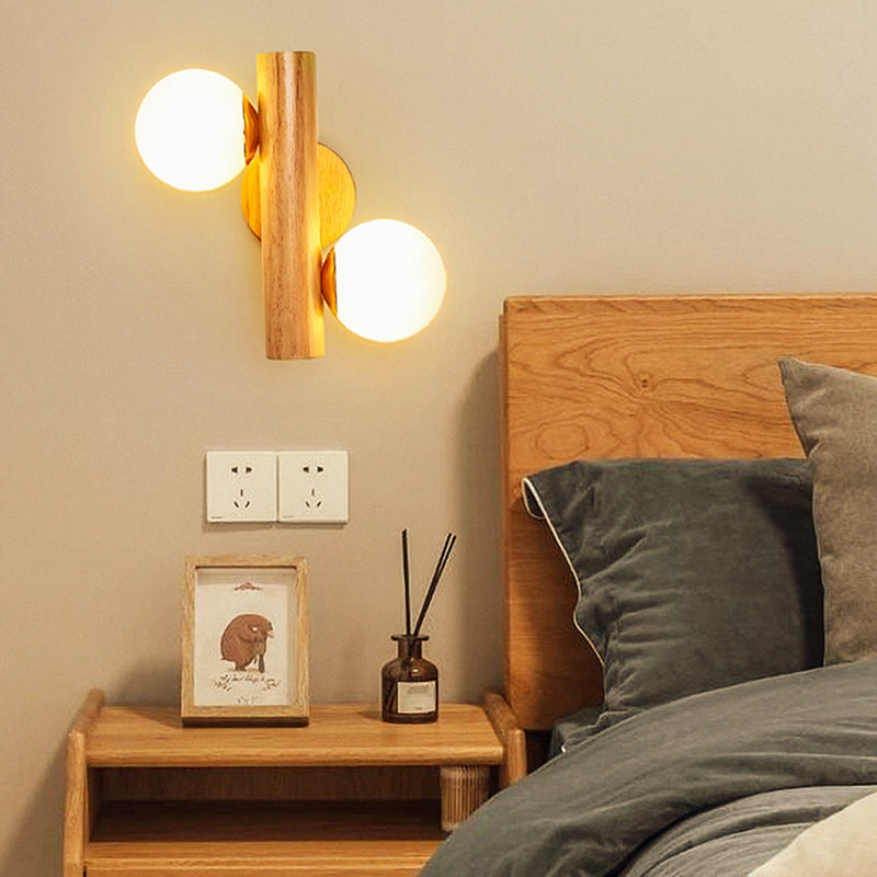 Nordic Style Wooden Vanity Light Ball Shape Vanity Lamp for Shower Room