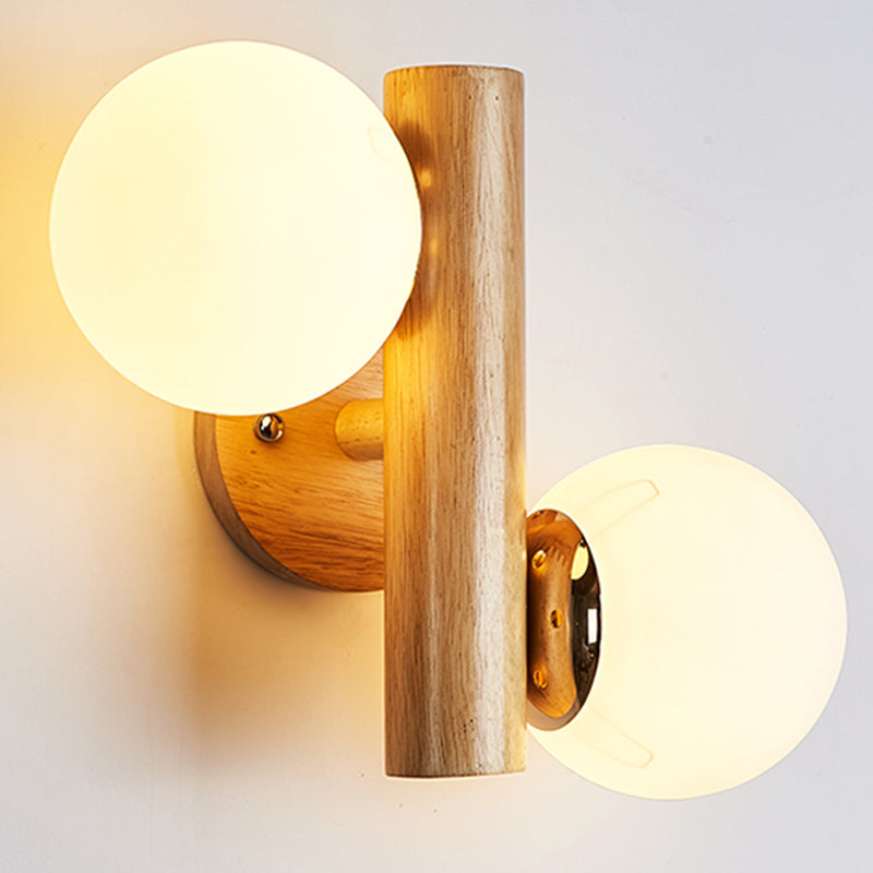 Nordic Style Wooden Vanity Light Ball Shape Vanity Lamp for Shower Room