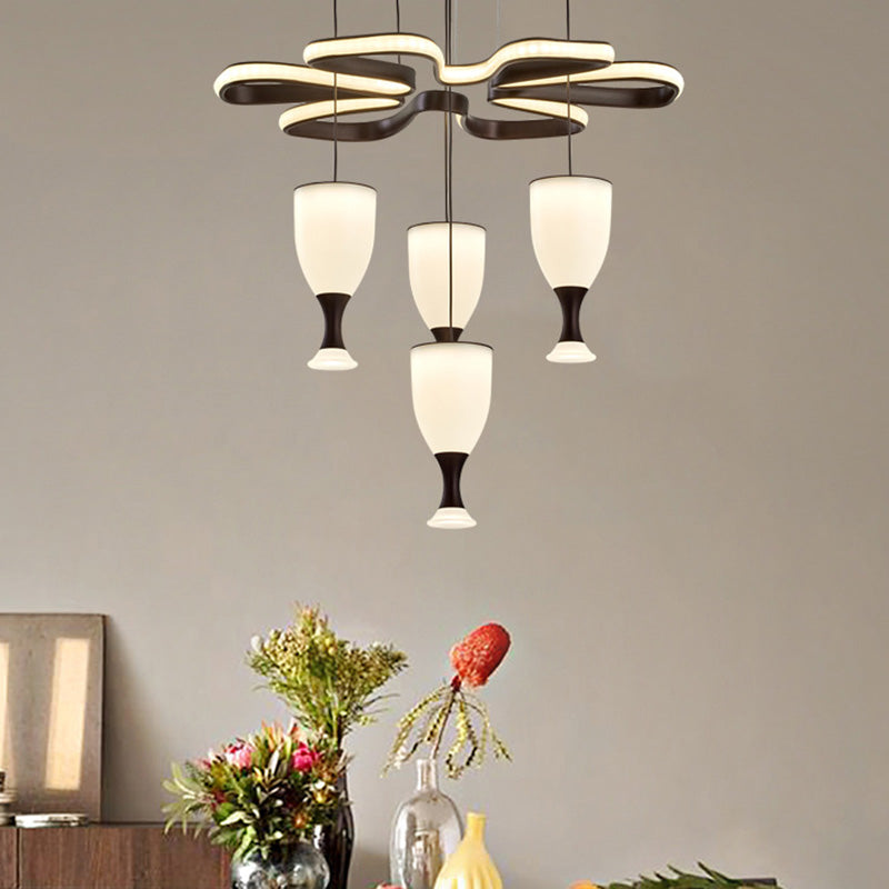 Café 4 tasse et plafond luminaire moderniste LED Acrylique Multi Light Pendant