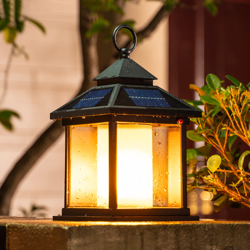 LED Black Solar Pillar Lamp Waterproof Outdoor Light for Garden