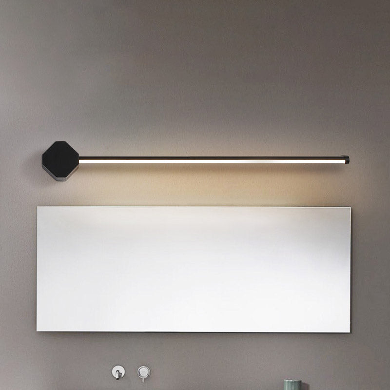 LED Bathroom Sconce Simple Black/White Finish Vanity Wall Light with Slim Linear Acrylic Shade, 16"/23.5" Long
