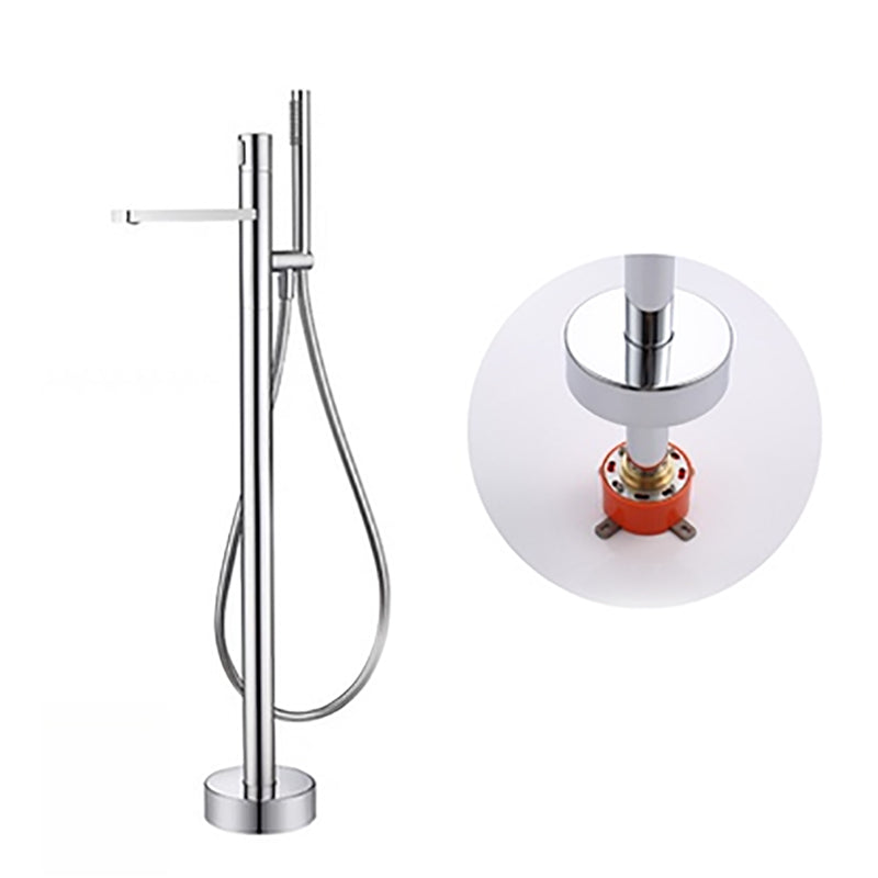 Contemporary Bathroom Faucet Floor Mounted Copper One Handle Fixed Freestanding Faucet