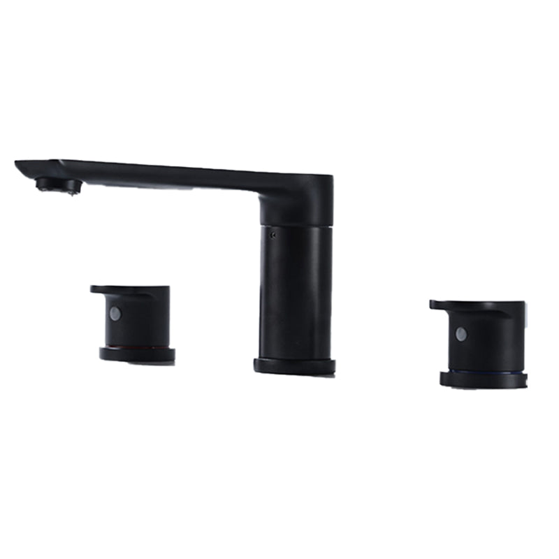 Contemporary Bathroom Faucet Deck Mounted Copper Two Handle Swivel Roman Tub Faucet Set