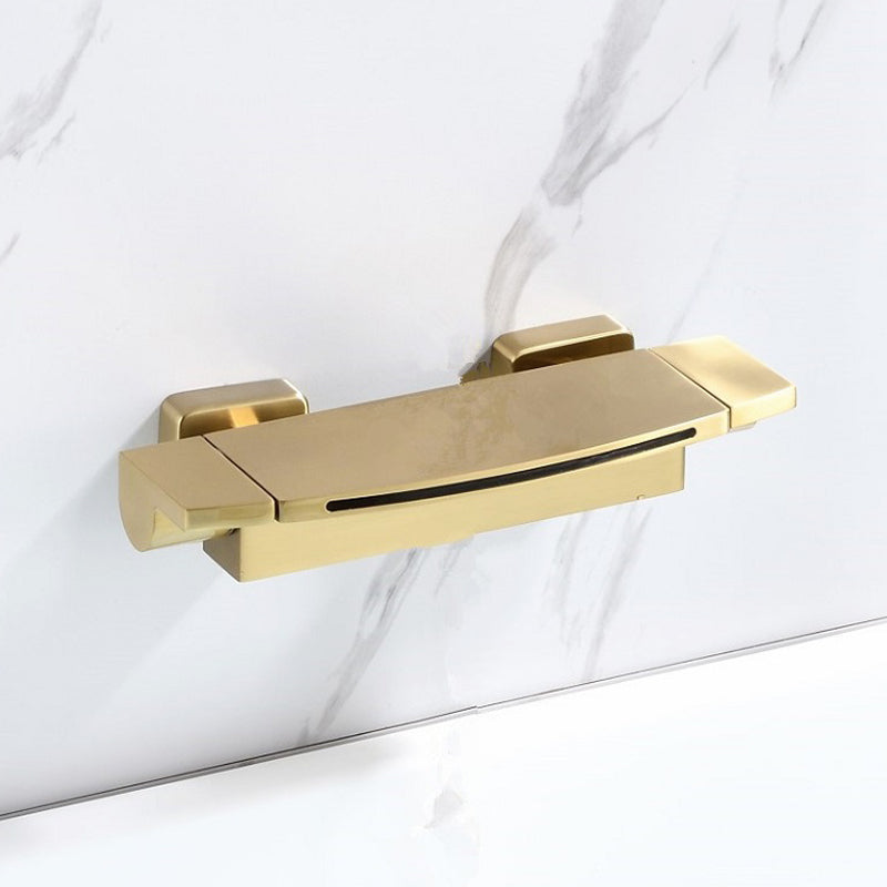 Brass Waterfall Spout Sink Faucet with 2-Handle Bathroom Faucet