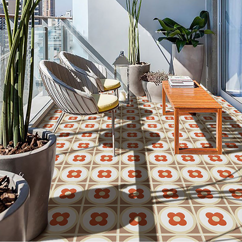 Modern Style Floor Tile Floral Print Square Straight Edge Waterproof Floor Tile