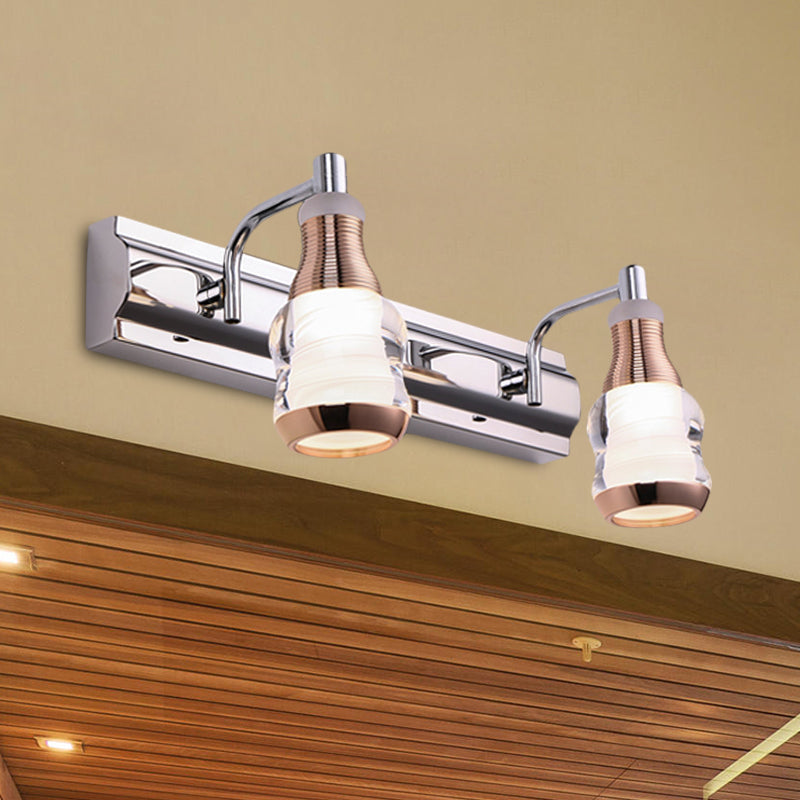 Lineare Waschtischwandlicht modernes Metall 2/3 Lampen 12 "/18" lange Chrom -LED -Wandmontagelampe in Weiß/warmem Licht