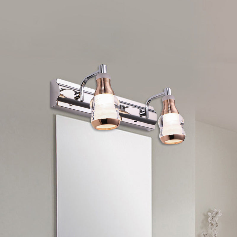 Lineare Waschtischwandlicht modernes Metall 2/3 Lampen 12 "/18" lange Chrom -LED -Wandmontagelampe in Weiß/warmem Licht