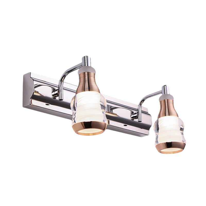 Lineare Waschtischwandlicht modernes Metall 2/3 Lampen 12 "/18" lange Chrom -LED -Wandmontagelampe in Weiß/warmem Licht