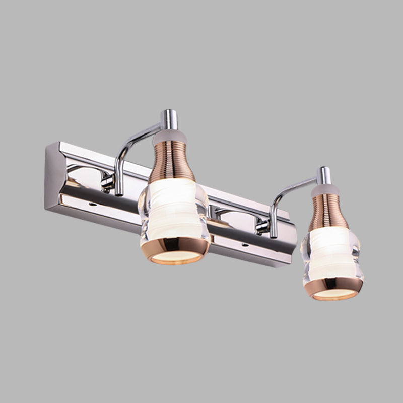 Lineare Waschtischwandlicht modernes Metall 2/3 Lampen 12 "/18" lange Chrom -LED -Wandmontagelampe in Weiß/warmem Licht