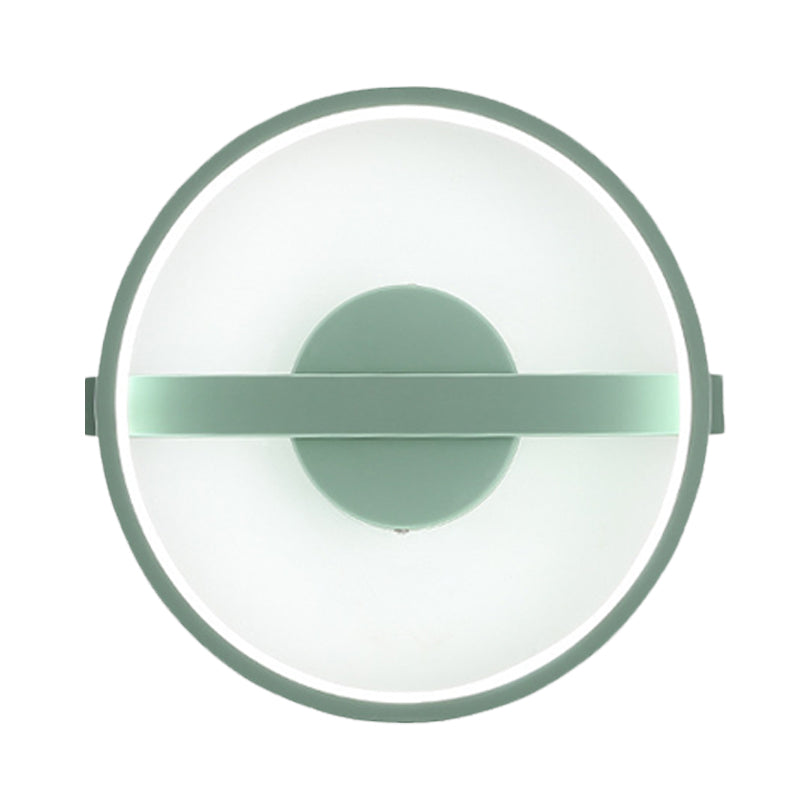 Green Round Sconce Light Minimalist LED Acrylic Wall Lamp Fixture in White/Warm Light, 12.5"/16.5" Dia