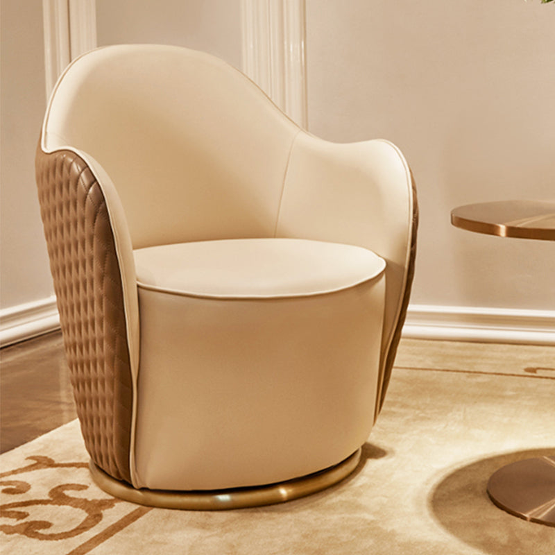 Round Base Style Side Chair Leather Lounge Chair for Living Room
