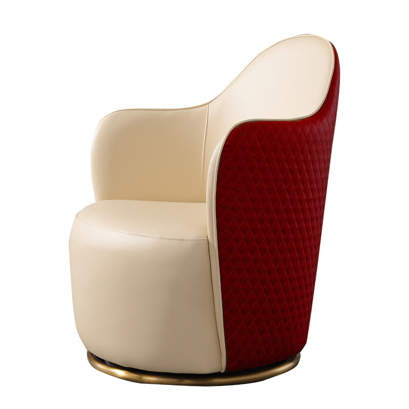 Round Base Style Side Chair Leather Lounge Chair for Living Room