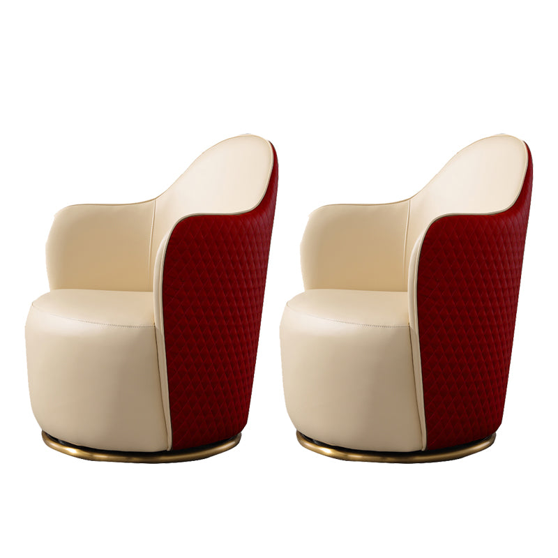 Round Base Style Side Chair Leather Lounge Chair for Living Room