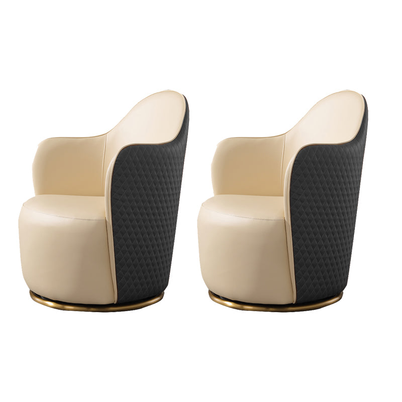 Round Base Style Side Chair Leather Lounge Chair for Living Room