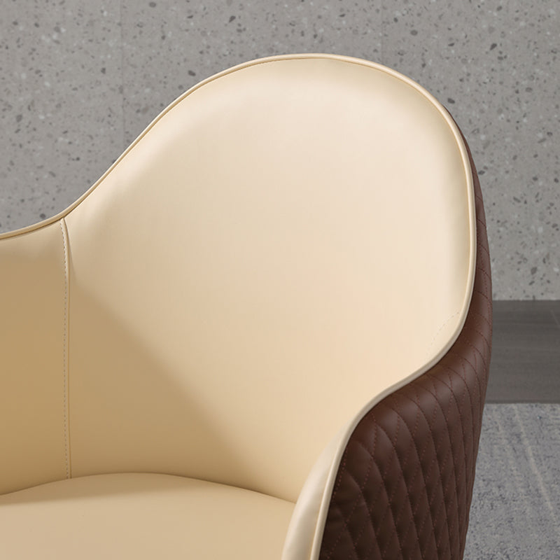 Round Base Style Side Chair Leather Lounge Chair for Living Room