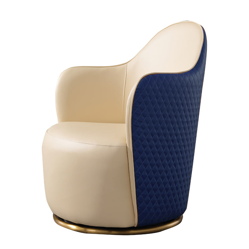 Round Base Style Side Chair Leather Lounge Chair for Living Room