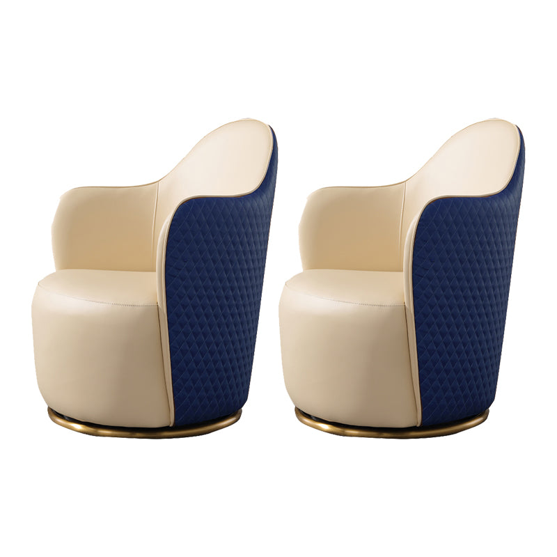 Round Base Style Side Chair Leather Lounge Chair for Living Room