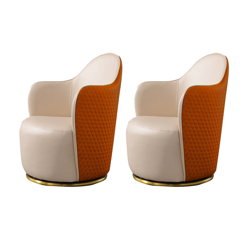 Round Base Style Side Chair Leather Lounge Chair for Living Room