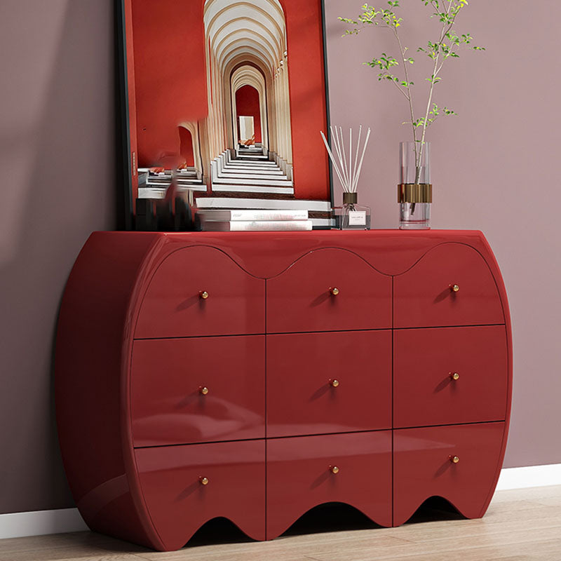 Contemporary Horizontal Double Dresser Wood Storage Dresser with 9 Drawers for Home