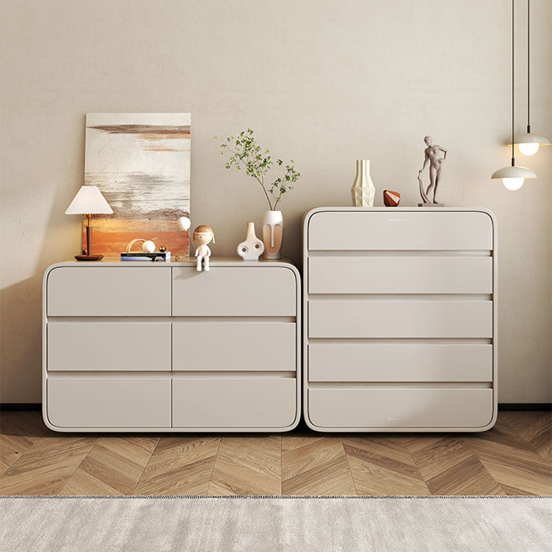 Modernism Horizontal Double Dresser 6 Drawers Wood Storage Dresser for Home