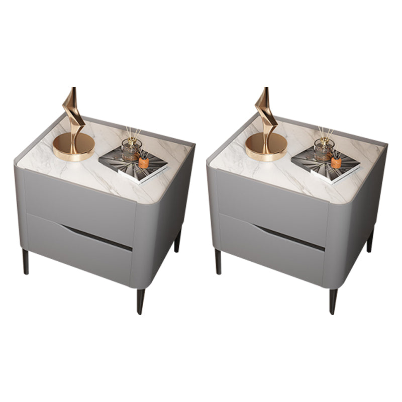 2 - Drawer Contemporary Accent Table Nightstand Antique Finish Bedside Cabinet