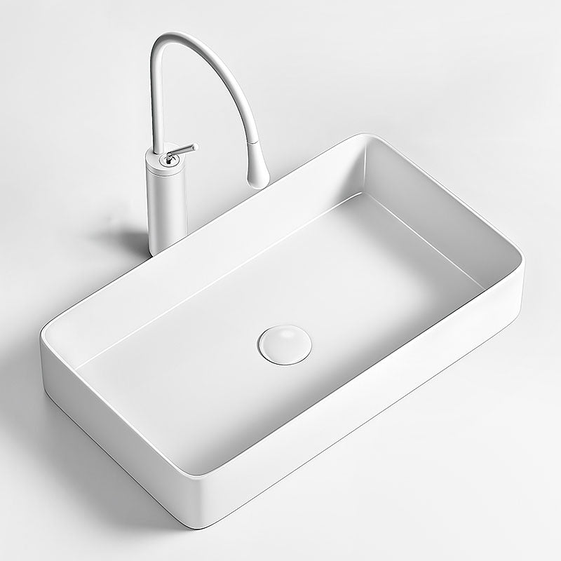 Modern Vessel Bathroom Sink Porcelain Shut-Off Valve Included Basin Sink