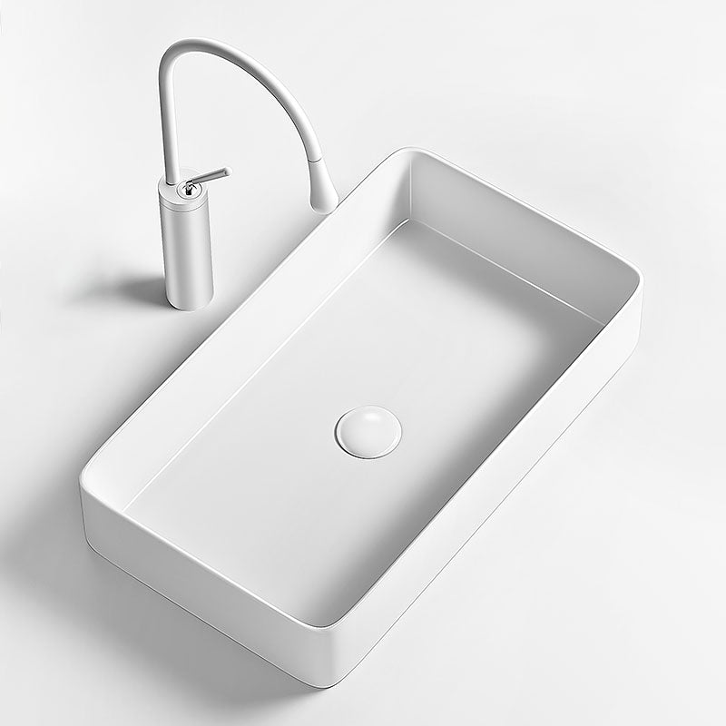 Modern Vessel Bathroom Sink Porcelain Shut-Off Valve Included Basin Sink