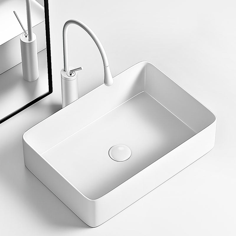 Modern Vessel Bathroom Sink Porcelain Shut-Off Valve Included Basin Sink