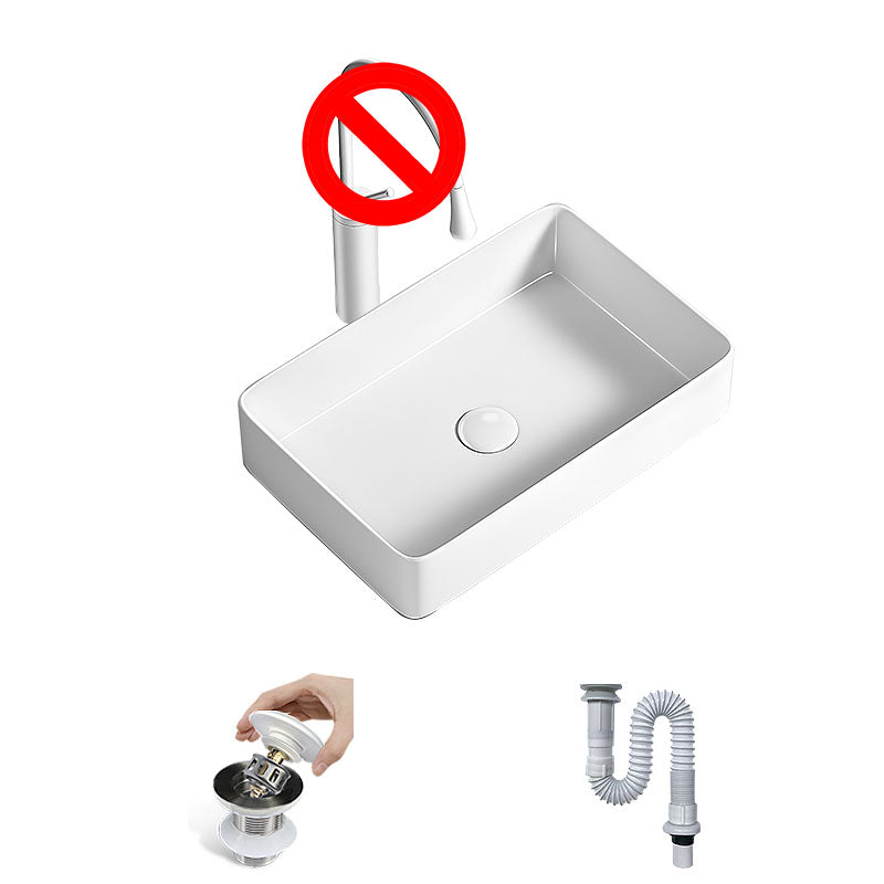 Modern Vessel Bathroom Sink Porcelain Shut-Off Valve Included Basin Sink