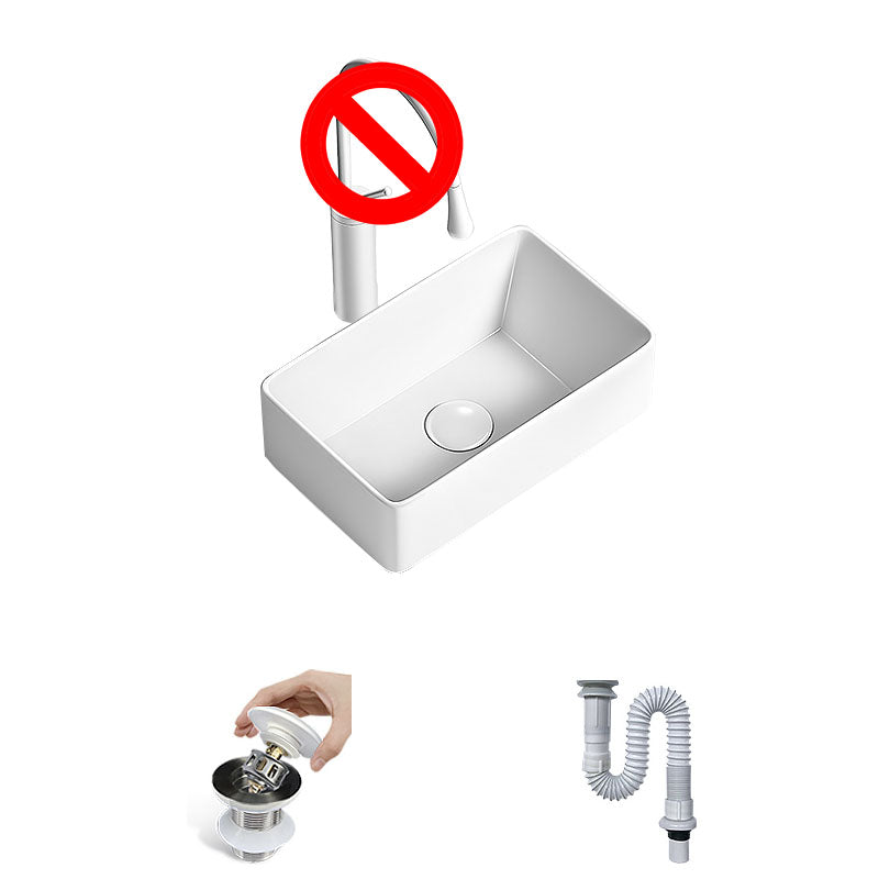 Modern Vessel Bathroom Sink Porcelain Shut-Off Valve Included Basin Sink