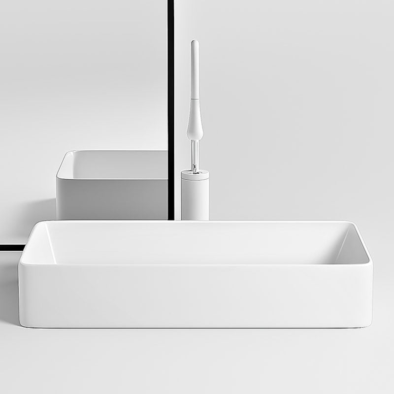 Modern Vessel Bathroom Sink Porcelain Shut-Off Valve Included Basin Sink
