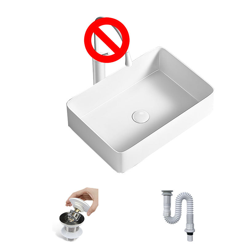 Modern Vessel Bathroom Sink Porcelain Shut-Off Valve Included Basin Sink