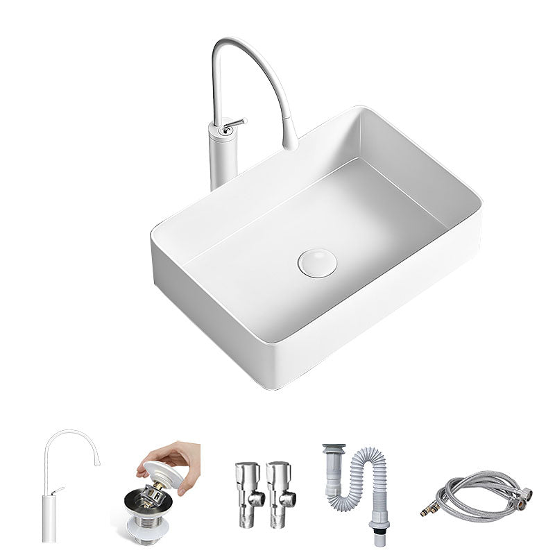 Modern Vessel Bathroom Sink Porcelain Shut-Off Valve Included Basin Sink