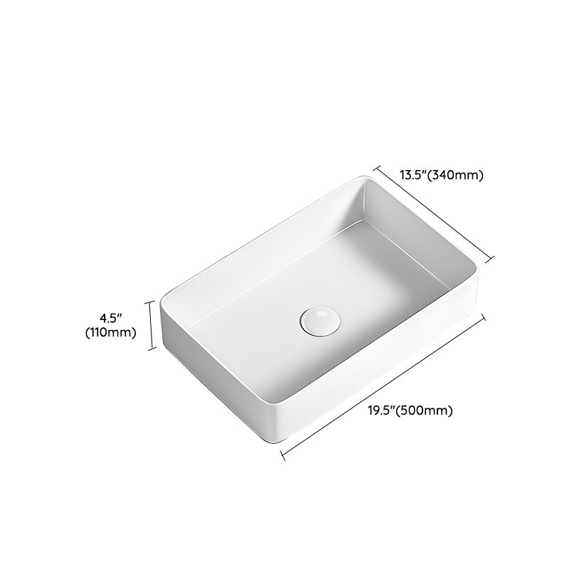 Modern Vessel Bathroom Sink Porcelain Shut-Off Valve Included Basin Sink