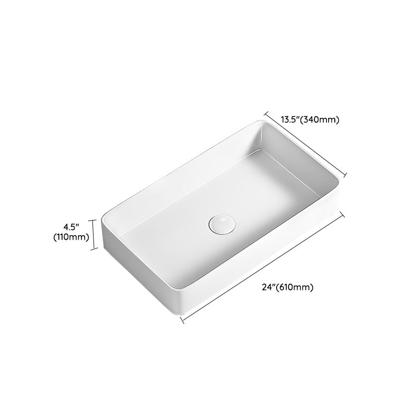 Modern Vessel Bathroom Sink Porcelain Shut-Off Valve Included Basin Sink
