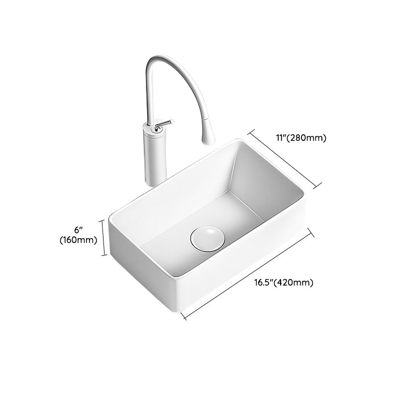 Modern Vessel Bathroom Sink Porcelain Shut-Off Valve Included Basin Sink