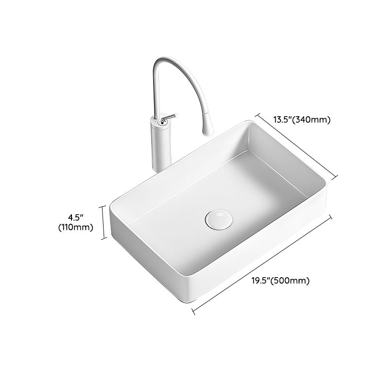 Modern Vessel Bathroom Sink Porcelain Shut-Off Valve Included Basin Sink