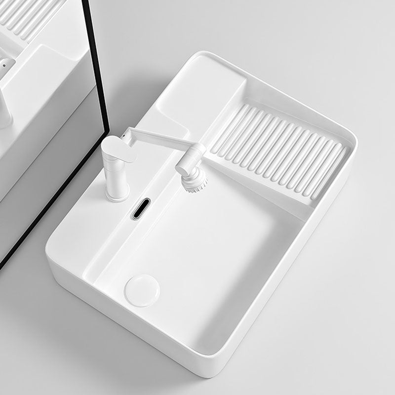 Modern Vessel Lavatory Sink Porcelain with Overflow Wash Stand