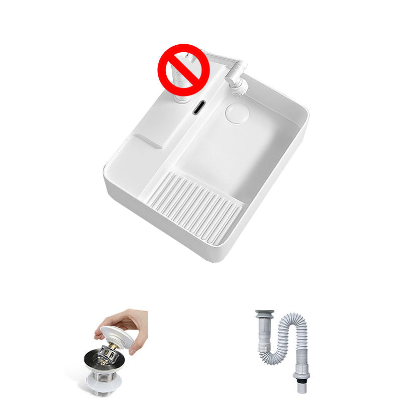 Modern Vessel Lavatory Sink Porcelain with Overflow Wash Stand