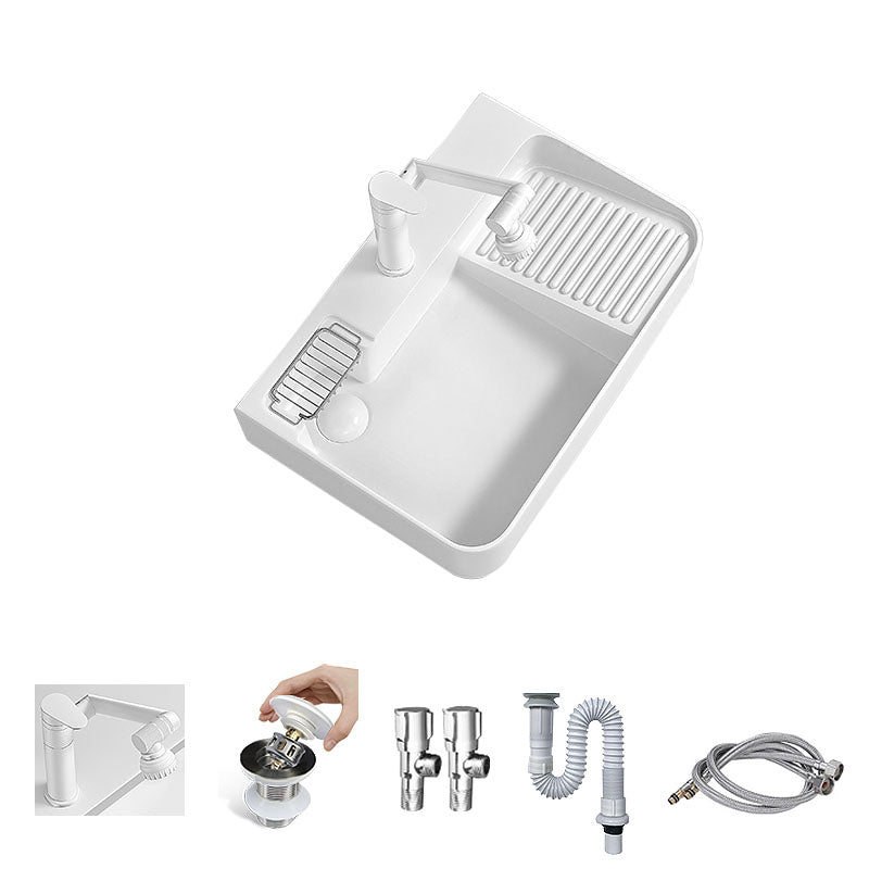 Modern Vessel Lavatory Sink Porcelain with Overflow Wash Stand