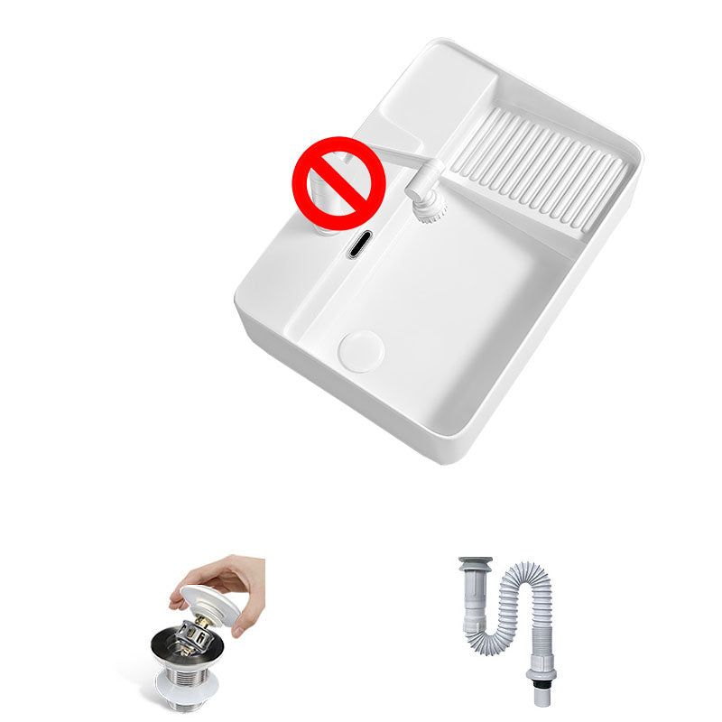 Modern Vessel Lavatory Sink Porcelain with Overflow Wash Stand