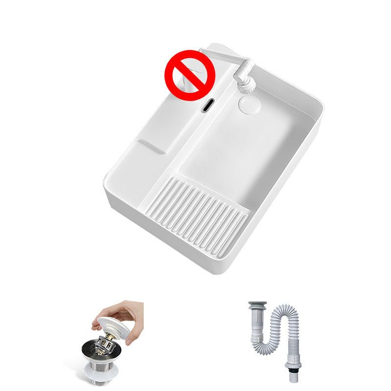 Modern Vessel Lavatory Sink Porcelain with Overflow Wash Stand