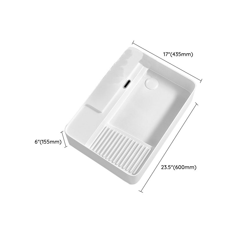 Modern Vessel Lavatory Sink Porcelain with Overflow Wash Stand