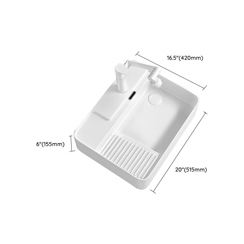 Modern Vessel Lavatory Sink Porcelain with Overflow Wash Stand