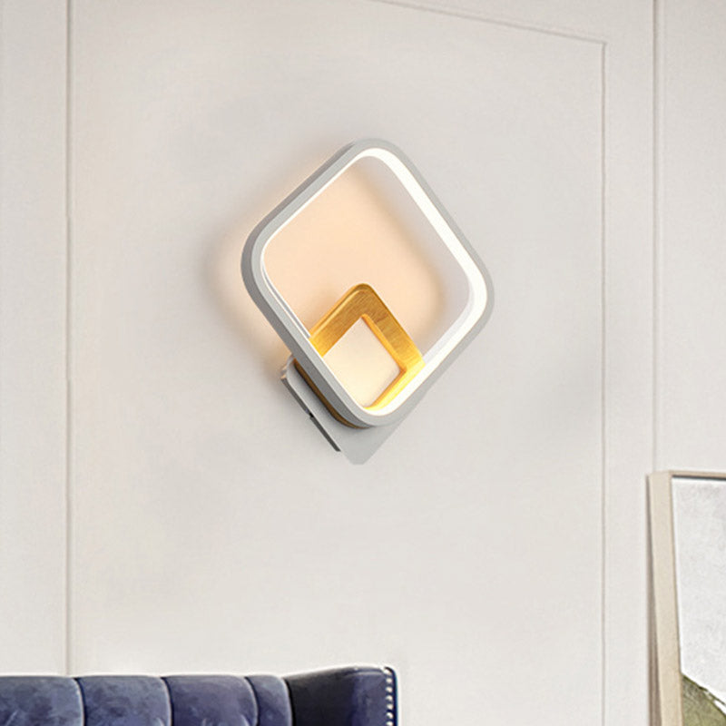 Rhombus blanc Lumière moderniste moderniste applique murale acrylique avec détail en bois en lumière blanche / chaude