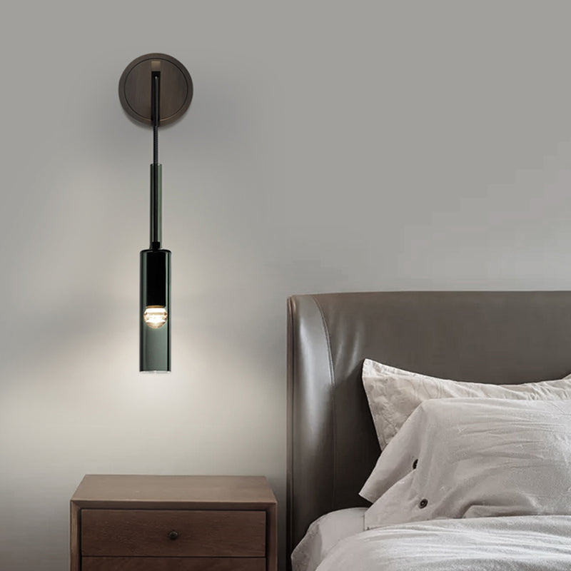 Modernism Wall Sconce Glass Wall Light Fixture in Black for Bedroom