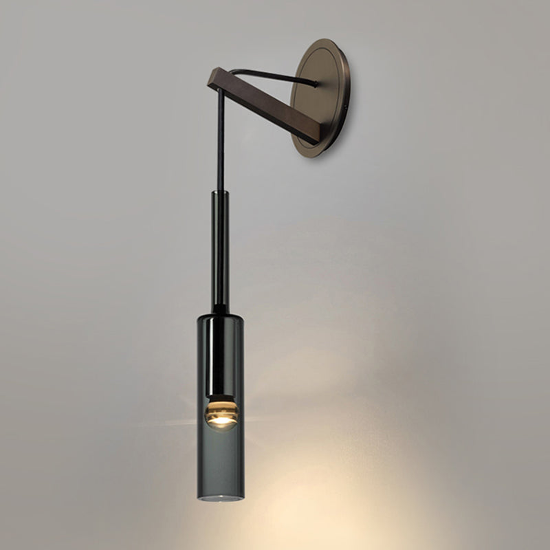 Modernism Wall Sconce Glass Wall Light Fixture in Black for Bedroom
